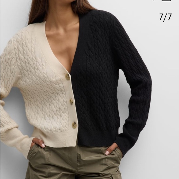 Happy Sheep color block cable knit cardigan - Picture 1 of 11